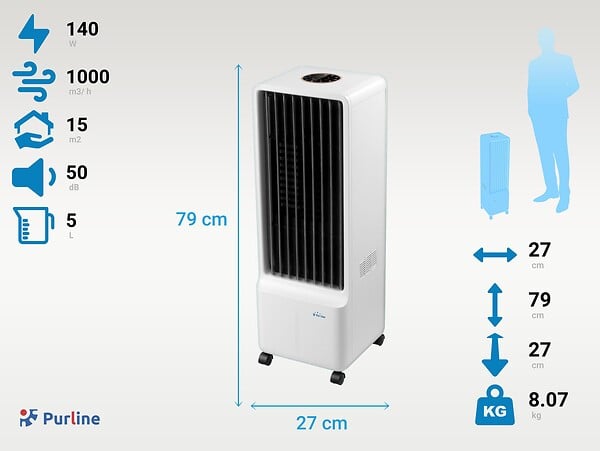 PURLINE - Rafraichisseur d'air par évaporation à débit élevé avec purificateur - large