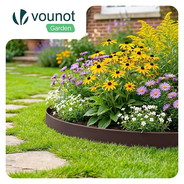 VOUNOT - Bordure de jardin plastique flexible 20m avec piquets Marron - large
