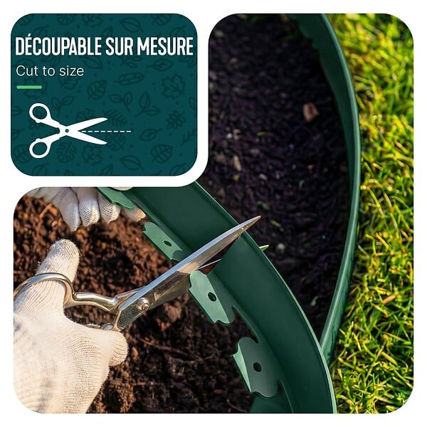 VOUNOT - Bordure de jardin plastique flexible 20m avec piquets vert - large