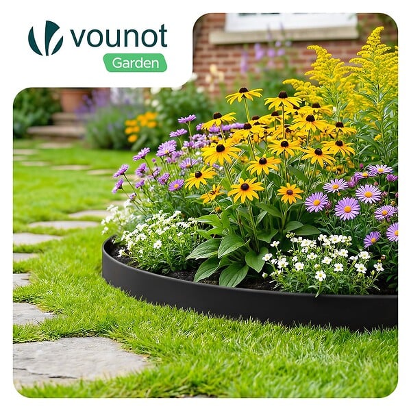 VOUNOT - Bordure de jardin plastique flexible 20m avec piquets noir - large