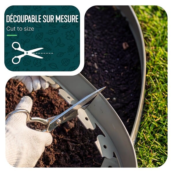 VOUNOT - Bordure de jardin plastique flexible 20m avec piquets gris - large