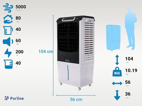 PURLINE - Rafraichisseur d'air par évaporation électronique à débit élevé - large