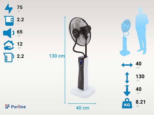PURLINE - Ventilateur brumisateur à 3 vitesses avec télécommande - large
