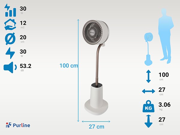 PURLINE - Ventilateur de sol DC avec lumière ambiante - large