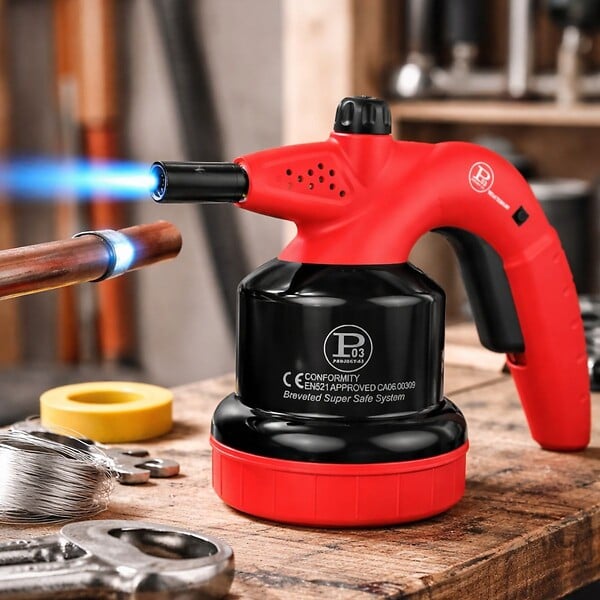 PROWELTEK - Lampe à souder à gaz 1350°C avec Système de gachette Breveté - Allumage Auto Sécurisé, Cartouche gaz 190g - large