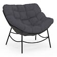 ID MARKET - Fauteuil de jardin relax LOA effet rotin gris et coussin gris - vignette