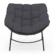 ID MARKET - Fauteuil de jardin relax LOA effet rotin gris et coussin gris - vignette