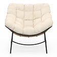 ID MARKET - Fauteuil de jardin relax LOA effet rotin avec coussin écru - vignette