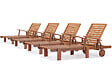 HABITAT ET JARDIN - Bain de soleil pliant en bois exotique "Tokyo" - Maple - Marron clair - Lot de 4 - vignette