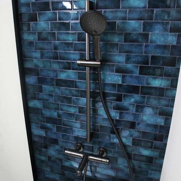 ESSEBAGNO - Luisa ensemble barre de douche 3 pièces gris gun métal - large