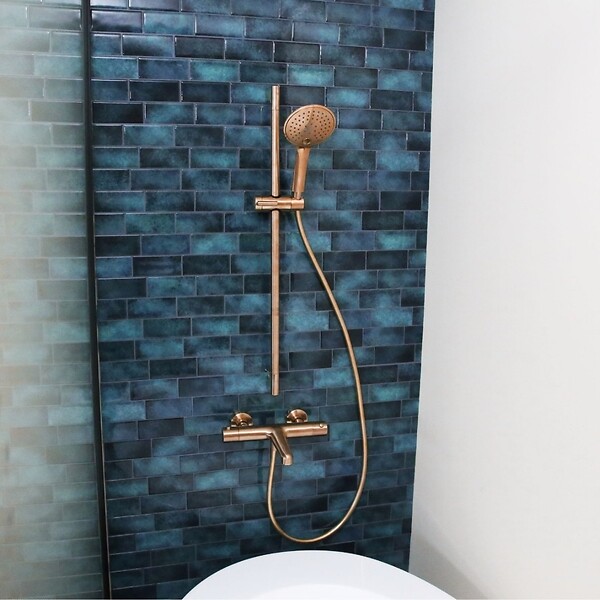 ESSEBAGNO - Luisa ensemble barre de douche cuivre brossé 3 pièces - large