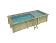 ALTANKA - Piscine hors sol en bois AQUA 6.1 x 2.85 - H.1.31 m avec plage, gris clair, cadre en métal - sans dalle - BAS7307OSPU2+PLA307 - vignette