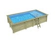 ALTANKA - Piscine hors sol en bois AQUA 7 x 3.75 - H.1.45 m avec plage, bleu pâle, fixations à visser - BAS7308OSPL+PLA308 - vignette