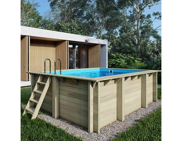 ALTANKA - Piscine hors sol en bois AQUA 4.65 x 2.85 - H.1.24 m, bleu pâle, fixations à visser - BAS7306OSPL - large