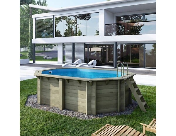 ALTANKA - Piscine hors sol en bois NEMO 4.3 x 3 - H.1.18 m, bleu pâle, fixations à visser - BAS7302OSPL - large