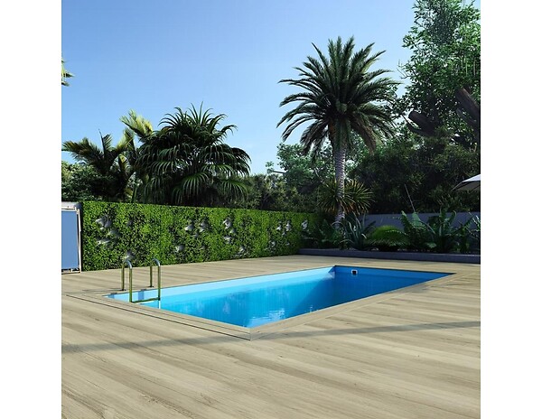 ALTANKA - Piscine hors sol en bois AQUA 7 x 3.75 - H.1.45 m, bleu pâle, fixations à visser - BAS7308OSPL - large