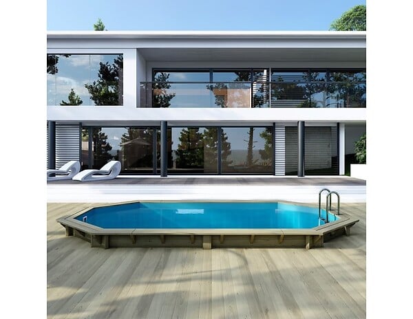 ALTANKA - Piscine hors sol en bois NEMO 5.79 x 3.49 - H.1.45 m, bleu pâle, cadre en métal - sans dalle - BAS7304OSPU - large