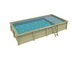 ALTANKA - Piscine hors sol en bois AQUA 8.5 x 4.35 - H.1.45 m avec plage, gris clair, cadre en métal - sans dalle - BAS7309OSPU2+PLA309 - vignette