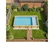 ALTANKA - Piscine hors sol en bois AQUA 8.5 x 4.35 - H.1.45 m avec plage, gris clair, cadre en métal - sans dalle - BAS7309OSPU2+PLA309 - vignette