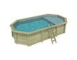 ALTANKA - Piscine hors sol en bois NEMO 7.3 x 3.97 - H.1.45 m avec plage, gris clair, fixations à sceller - BAS7305OSPI2+PLA305 - vignette
