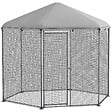PAWHUT - Enclos poulailler chenil 5 m² - parc grillagé dim. 2,8L x 2,45l x 2,46H m - entièrement couvert - acier oxford gris - vignette