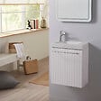 GODART - Pack lave-mains Blanc Strié - Mitigeur à gauche - L.42.5 X H. 52.5 cm - Hamac 2 - vignette
