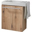 GODART - Meuble Strié Bois Solo avec lave-mains et porte serviette intégré pour Robinet à gauche - vignette