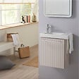 GODART - Pack lave-mains Beige cachemire strié avec porte serviette - robinetterie eau froide à gauche - L.48 X H. 52.5 cm - Houston - vignette