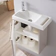 GODART - Pack lave-mains Beige cachemire strié avec porte serviette - robinetterie eau froide à gauche - L.48 X H. 52.5 cm - Houston - vignette