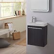GODART - Pack lave-mains Noir Strié - Mitigeur à gauche - L.42.5 X H. 52.5 cm - Hamac 2 - vignette