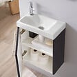 GODART - Pack lave-mains Noir Strié - Mitigeur à gauche - L.42.5 X H. 52.5 cm - Hamac 2 - vignette