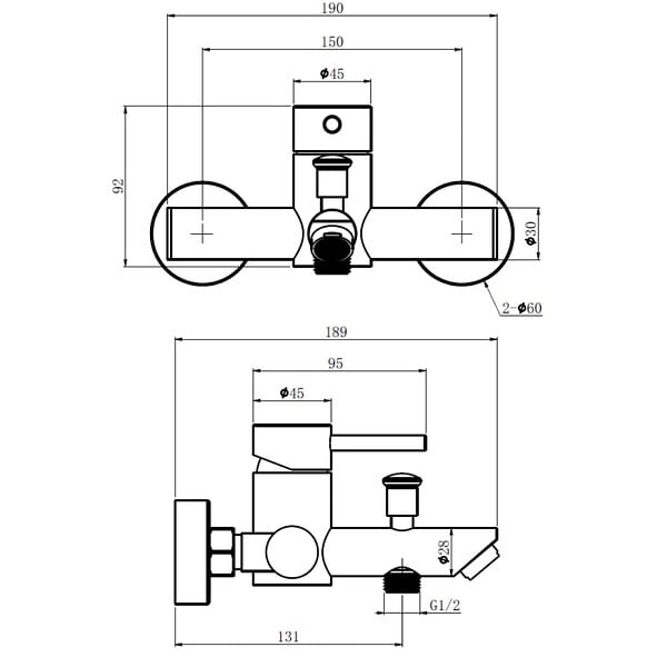 PLANETE BAIN - Mitigeur baignoire douche en inox brossé doré - Alois - large