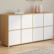 ID MARKET - Buffet casier 139 cm CASSIE 8 portes blanc et bois - vignette