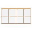 ID MARKET - Buffet casier 139 cm CASSIE 8 portes blanc et bois - vignette