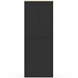 ID MARKET - Buffet haut armoire de cuisine H.160 cm ALTO 4 portes avec rangements façon hêtre et noir - vignette