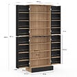 ID MARKET - Buffet haut armoire de cuisine H.160 cm ALTO 4 portes avec rangements façon hêtre et noir - vignette