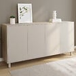 ID MARKET - Buffet 160 cm BERTILLE 4 portes bois coloris beige - vignette