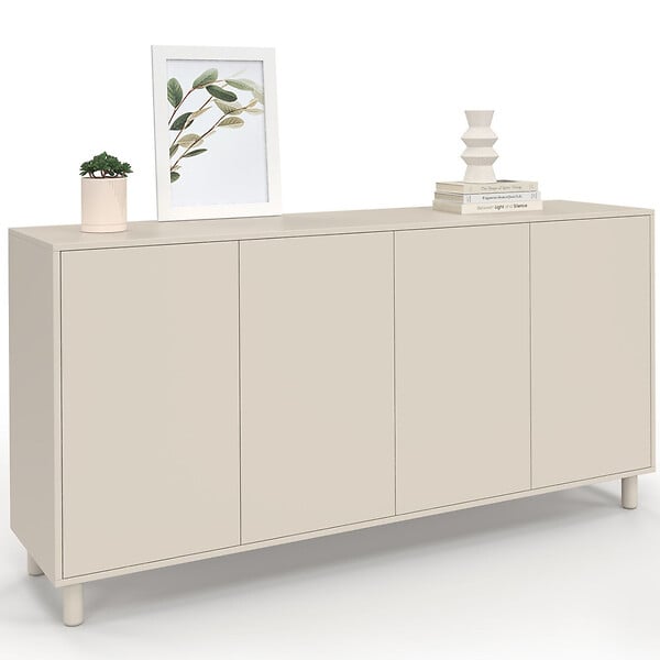 ID MARKET - Buffet 160 cm BERTILLE 4 portes bois coloris beige - large