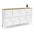 ID MARKET - Buffet casier 139 cm ESTER 8 portes en métal blanc plateau bois design industriel - vignette