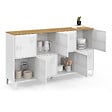 ID MARKET - Buffet casier 139 cm ESTER 8 portes en métal blanc plateau bois design industriel - vignette