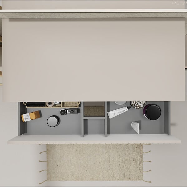 GODART - Meuble salle de bain strié 100 cm pour vasque à poser - Beige cachemire mat - A suspendre - Karaib 2 - large