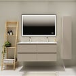 GODART - Meuble salle de bain 120 cm - Double vasque céramique - Beige cachemire mat - A suspendre - Karaib 2 - vignette
