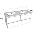 GODART - Meuble salle de bain 120 cm - Double vasque céramique - Beige cachemire mat - A suspendre - Karaib 2 - vignette