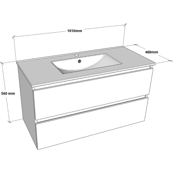 GODART - Meuble salle de bain strié 100 cm - Plan vasque céramique - Beige cachemire mat - A suspendre - Karaib 2 - large