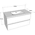 GODART - Meuble salle de bain strié 100 cm - Plan vasque céramique - Beige cachemire mat - A suspendre - Karaib 2 - vignette