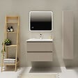 GODART - Meuble salle de bain strié 70 cm - Plan vasque Solid surface - Beige cachemire mat - A suspendre - Karaib 2 - vignette