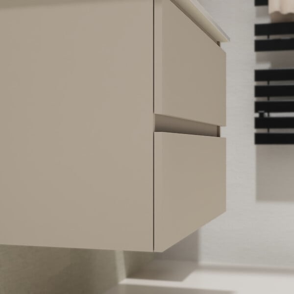 GODART - Meuble salle de bain 70 cm - Plan vasque Solid surface - Beige cachemire mat - A suspendre - Karaib 2 - large