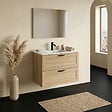 ALLIBERT - Meuble salle de bain 80 cm - Plan vasque céramique - Effet chêne hamilton - A suspendre - Cambridge - vignette