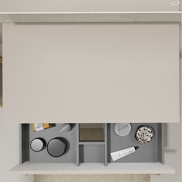 GODART - Meuble salle de bain strié 80 cm pour vasque à poser - Beige cachemire mat - A suspendre - Karaib 2 - large