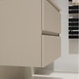 GODART - Meuble salle de bain strié 80 cm pour vasque à poser - Beige cachemire mat - A suspendre - Karaib 2 - vignette